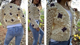 Bobble Stitch Crochet Cardigan  Bobble Diamonds [upl. by Smoht]