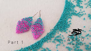 Peyote triangle earrings tutorial 14beaded tutorials part1 [upl. by Luis]