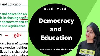 Democracy and Education  Contemporary India and Education [upl. by Larkins281]