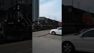 Illinois Central Heritage Unit Leader CN 3008 East Passing By Brampton GO Station 100624 [upl. by Attenauqa]