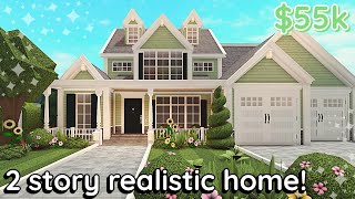 Building a Realistic Bloxburg House 2 Story Aesthetic Build Tutorial [upl. by Lurleen]