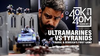 Rahul and Rebeccas first game of 40k Tyranids vs Ultramarines Warhammer beginners battle report [upl. by Annabell]