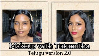 Tutumitha’s makeup tutorial  Telugu version  Classic red lip  basic makeup [upl. by Idnor]