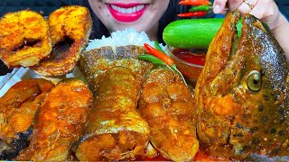 MASSIVE FISH FEAST BIG FISH CURRY FISH FRY BASMATI RICE ASMR MUKBANG Eating Sounds [upl. by Bodwell]