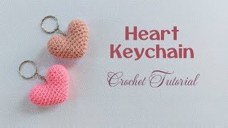 How to Crochet Heart Keychain Amigurumi 🩷  Easy Beginner Pattern and Tutorial  Cute Bag Charm [upl. by Saeger]