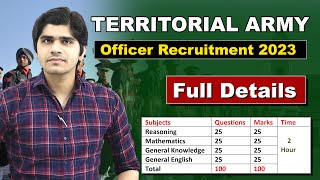 Territorial Army Officer Recruitment 2023  Full Detail Step by Step [upl. by Cary781]