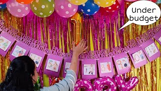 Very Easy Balloon Decoration Ideas for 1st Birthday Party  1 Birthday Party Decoration Idea at Home [upl. by Aynatan667]