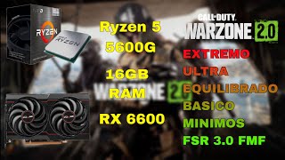 Ryzen 5 5600G  RX 6600  16GB RAM  WARZONE 20 ALL SETTINGS PRESETS TEST DE RENDIMIENTO EN 1080P [upl. by Almeria]