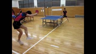 卓球 タキネスチョップ（カットマン）vsヘキサーピップス（速攻型） Tabletennis Tackiness chop vs Hexer pips [upl. by Ytisahc]