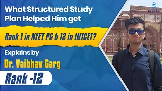 What structured study plan helped him get Rank 1 in NEET PG amp 12 in INICET Explains Dr Vaibhav [upl. by Odlanyar178]