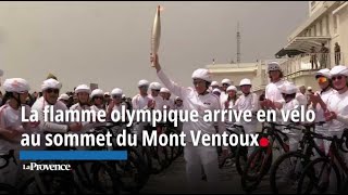 La flamme olympique arrive sur le Mont Ventoux à vélo [upl. by Livingston]