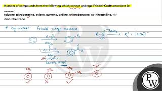 Number of compounds from the following which cannot undergo FriedelCrafts reactions is [upl. by Nnyleuqcaj]