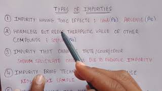 Impurities and its different types Handwritten notes  inorganic chemistry pharmaceutical science [upl. by Adlaremse]