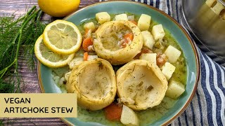 Lemony Artichoke Stew  Greek Traditional Aginares a la polita shorts [upl. by Enomed]