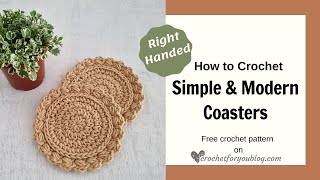 Simple amp Modern Style Crochet Coasters Free Pattern  Tutorial [upl. by Nowell374]