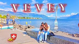 SWITZERLAND VEVEY 🇨🇭 Experience the Beauty of Veveys Embankment of Lake Geneva amp Old Town 4K [upl. by Seda]