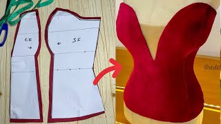 How to Draft a Bustier Pattern with a Deep NecklineEasy pattern Drafting Tutorial [upl. by Tanny]