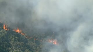 Emergency warning in place over out of control bushfire in NSW Northern Beaches [upl. by Auqcinahs]