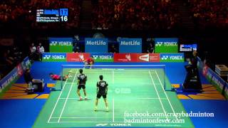 Badminton Top 5 Rallies  Ahsan amp Setiawan vs Endo amp Hayakawa  All England 2014 MD Finals [upl. by Dubenko]