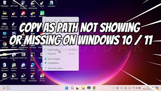 How to Fix Copy as Path Not Showing or Missing on Windows 10  11 [upl. by Eelarac420]