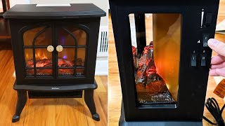 Air Choice Portable Electric Fireplace Space Heater  Assembly Demo  Review [upl. by Ahsak]