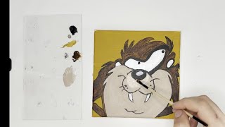 Painting Taz the Tasmanian Devil  Fun Cartoon Art Lesson [upl. by Esmerolda]