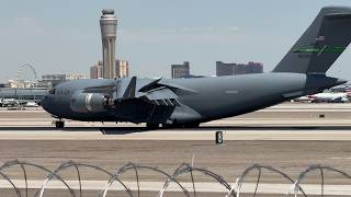 26L arrival – US Air Force C17 Globemaster III lands at Las Vegas  088200 [upl. by Merras667]