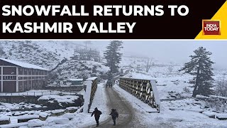 Snowfall Returns To Kashmir Srinagar Turns White After Long Dry Winter Spell  India Today News [upl. by Erreip]