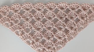 Dreieckstuch Muschelmuster sehr einfach und schnellfür Anfänger geeignethow to crochetTutorial [upl. by Verner561]