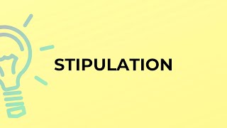 What is the meaning of the word STIPULATION [upl. by Ahsikyw]