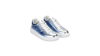 Louis Vuitton Metallic Monogram Beverly Hills Sneakers Silver Blue White Sz 95 [upl. by Etnecniv]