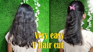 Very easy U hair cuthow to U shape u haircut for medium lengthu shaped haircut with layers medium [upl. by Nihhi]