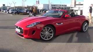 Jaguar FType V8 S in red doing a turn and leaving with nice sound [upl. by Hobbs866]