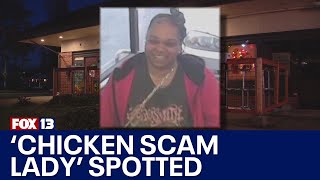 Chicken Scam Lady spotted in Tacoma accused of striking again in Auburn Kent  FOX 13 Seattle [upl. by Eecal]