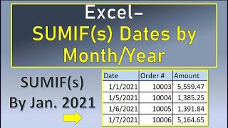 Excel Sumif Dates by Month and Year [upl. by Jed]