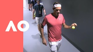 Roger Federer behind the scenes prematch warmup  Australian Open 2019 [upl. by Rozina271]