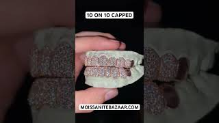 10 on 10 Capped VVS Moissanite Grillz 2140 [upl. by Millan]