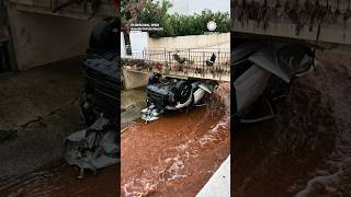 Cars Decimated by Extreme Flooding in Menorca Spain [upl. by Eelyek]