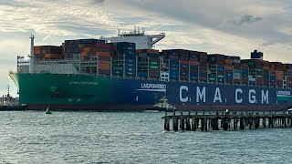 CMA CGM RIVOLI leaves gusty Southampton for Antwerp🇧🇪 [upl. by Rochella125]