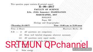 ZOOLOGY Paper XIIEcology amp zoogeography BSc TY 5th Sem March April 2017 [upl. by Nauqes]