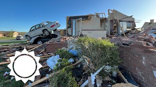 Major damage Tornado cuts a disastrous path near Wichita Kansas  AccuWeather [upl. by Leiru]