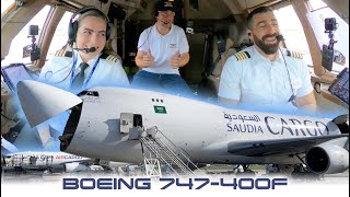 Pilot Natacha amp Captain Giovanni Saudia Air Atlanta B747 Cockpit Movie LiegeJeddah AIRCLIPScom [upl. by Asirrac509]