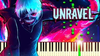 TK  UNRAVEL Tokyo Ghoul OP  Piano Tutorial [upl. by Nikaniki765]