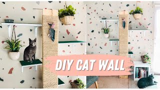 How To Build A Cat Wall  Renter Friendly Cat Shelves w Scratch Post  Small Beige Apartment [upl. by Oehsen]