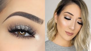 SOFT SPARKLY SILVER SMOKEY EYE MAKEUP TUTORIAL [upl. by Haletta]