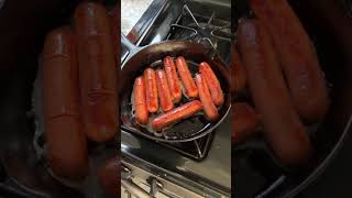 Frying Hot Dogs in a Cast Iron Skillet [upl. by Einhapets]