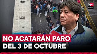 Coordinadora de empresas de transporte urbano de Lima y Callao no acatará paro del 3 de octubre [upl. by Aristotle813]