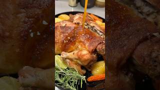 Crispy ovenroasted chicken🍗  viralvideo wholechicken chicken dinner ideas quick [upl. by Asyle]