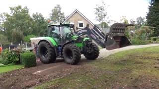 CONIFEER VERWIJDEREN MET DEUTZ FAHR AGROTRON [upl. by Werda930]