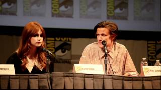 Matt Smith hides in Karen Gillans trailer to scare her  ComicCon Doctor Who Panel 2011 [upl. by Oemor]